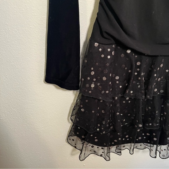 IZByer Formal Dress Black Silver Metallic Dots Velvet - Picture 6 of 11